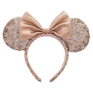 Disney Parks Rose Gold Champagne Minnie Mouse Bow Sequin Ears Headband NWT